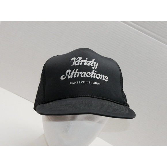 Variety Attractions Zanesville Ohio Vintage Trucker Hat Cap Snapback- Black - Picture 1 of 13